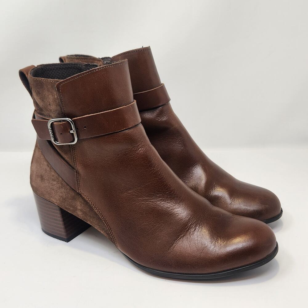 Ecco Dress Classic 35 Brown Leather Heeled Ankle Boots Women Size 10 Comfort